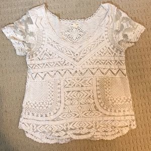 Meadow Rue (Anthropologie) Ivory lace top